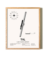 Lake Tahoe Airport framed print in natural wood frame