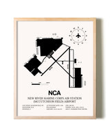 New River Marine Corps Air Station (McCutcheon Field) Airport framed wall art in white frame
