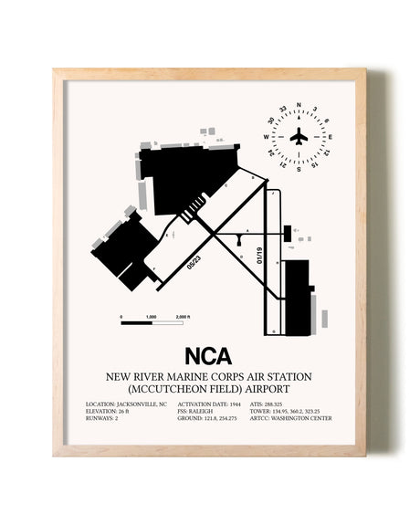 New River Marine Corps Air Station (McCutcheon Field) Airport framed wall art in white frame