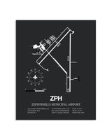 Gray Framed Zephyrhills Municipal Airport layout wall art poster