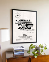 Fort Lauderdale / Hollywood International Airport aviation wall décor in black wood frame