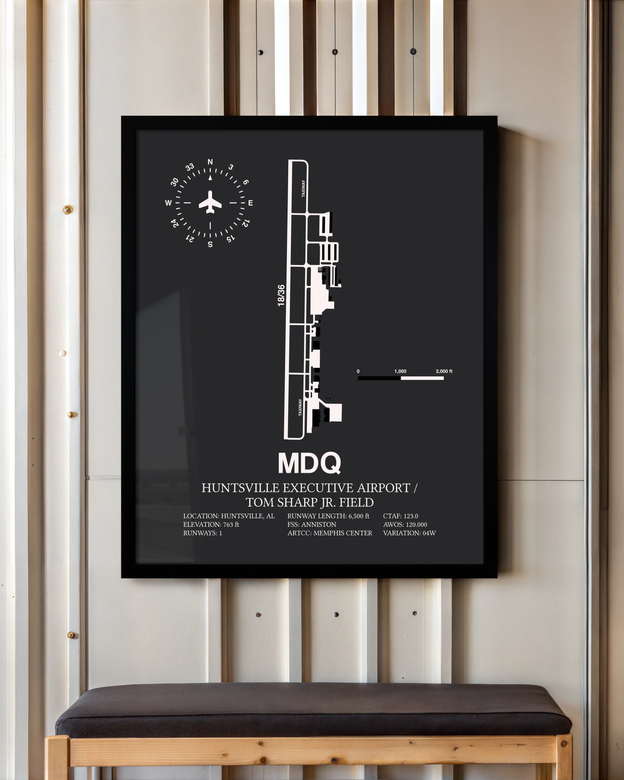 Frame color options for Huntsville Executive Airport / Tom Sharp Jr. Field Wall Art