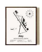 Provo Municipal Airport aviation print in walnut frame