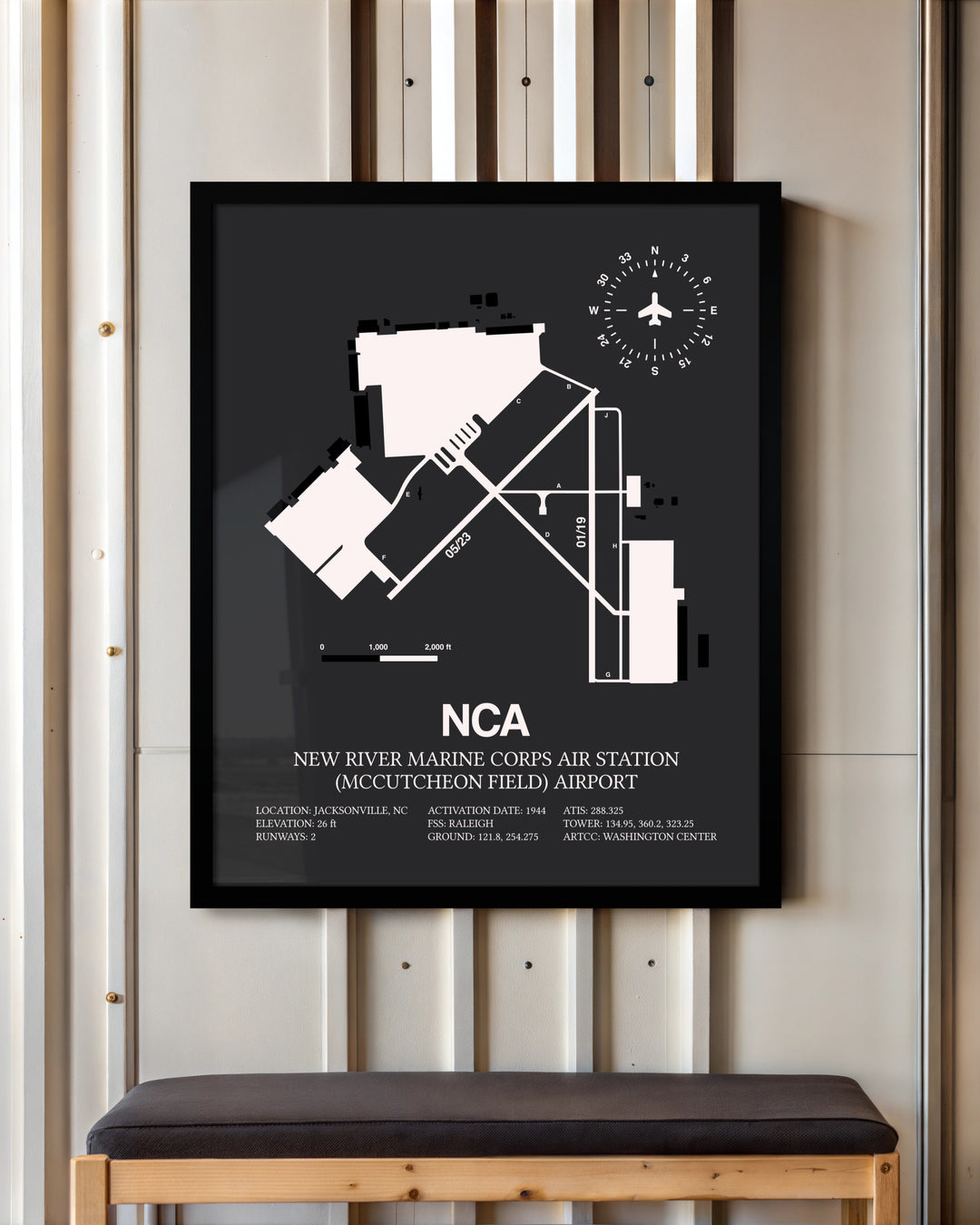 Frame color options for New River Marine Corps Air Station (McCutcheon Field) Airport Wall Art