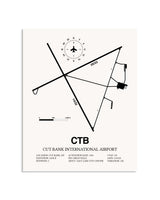 Gray Cut Bank International Airport framed poster displayed in an airplane hangar