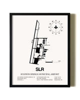 Framed Sulphur Springs Municipal Airport wall art poster in black frame