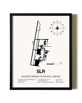 Framed Sulphur Springs Municipal Airport wall art poster in black frame