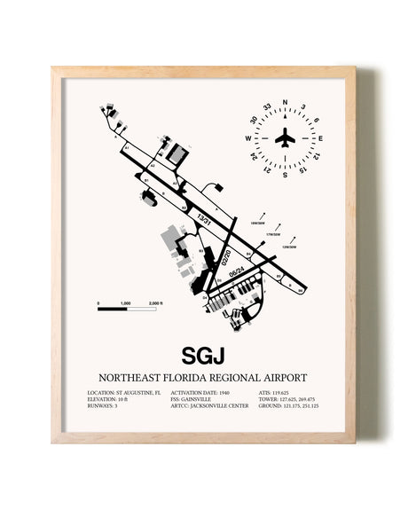 Northeast Florida Regional Airport framed wall art in white frame