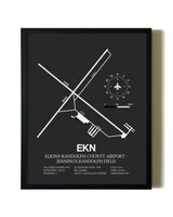 Unframed Elkins-Randolph County Airport-Jennings Randolph Field map print poster