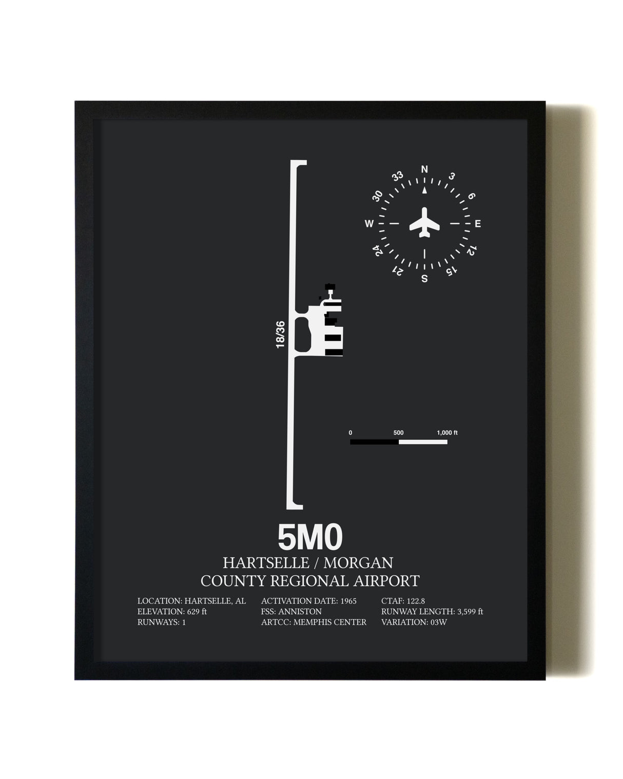 Unframed Hartselle / Morgan County Regional Airport map print poster