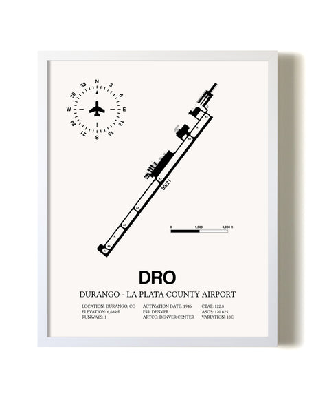 Durango-La Plata County Airport airport map poster in oak frame