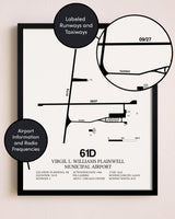 Framed Virgil L. Williams Plainwell Municipal Airport layout wall art poster
