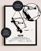 Framed Whidbey Island Naval Air Station (Ault Field) Airport layout wall art poster
