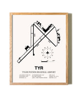 Tyler Pounds Regional Airport framed print in natural wood frame