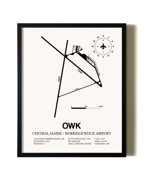 Framed Central Maine / Norridgewock Airport wall art poster in black frame