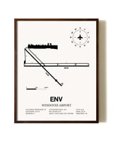 Wendover Airport aviation print in walnut frame