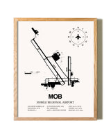 Mobile Regional Airport framed print in natural wood frame