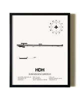 Framed Kawaihapai Airfield wall art poster in black frame