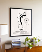 Greenwood-Leflore Airport aviation wall décor in black wood frame