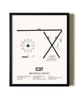 Framed Brodhead Airport wall art poster in black frame