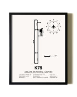 Framed Abilene Municipal Airport wall art poster in black frame