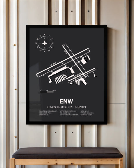 Frame color options for Kenosha Regional Airport Wall Art