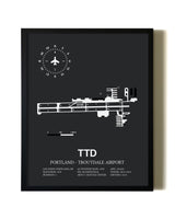 Unframed Portland-Troutdale Airport map print poster