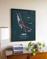 Framed Hawkins Field Airport layout wall art poster