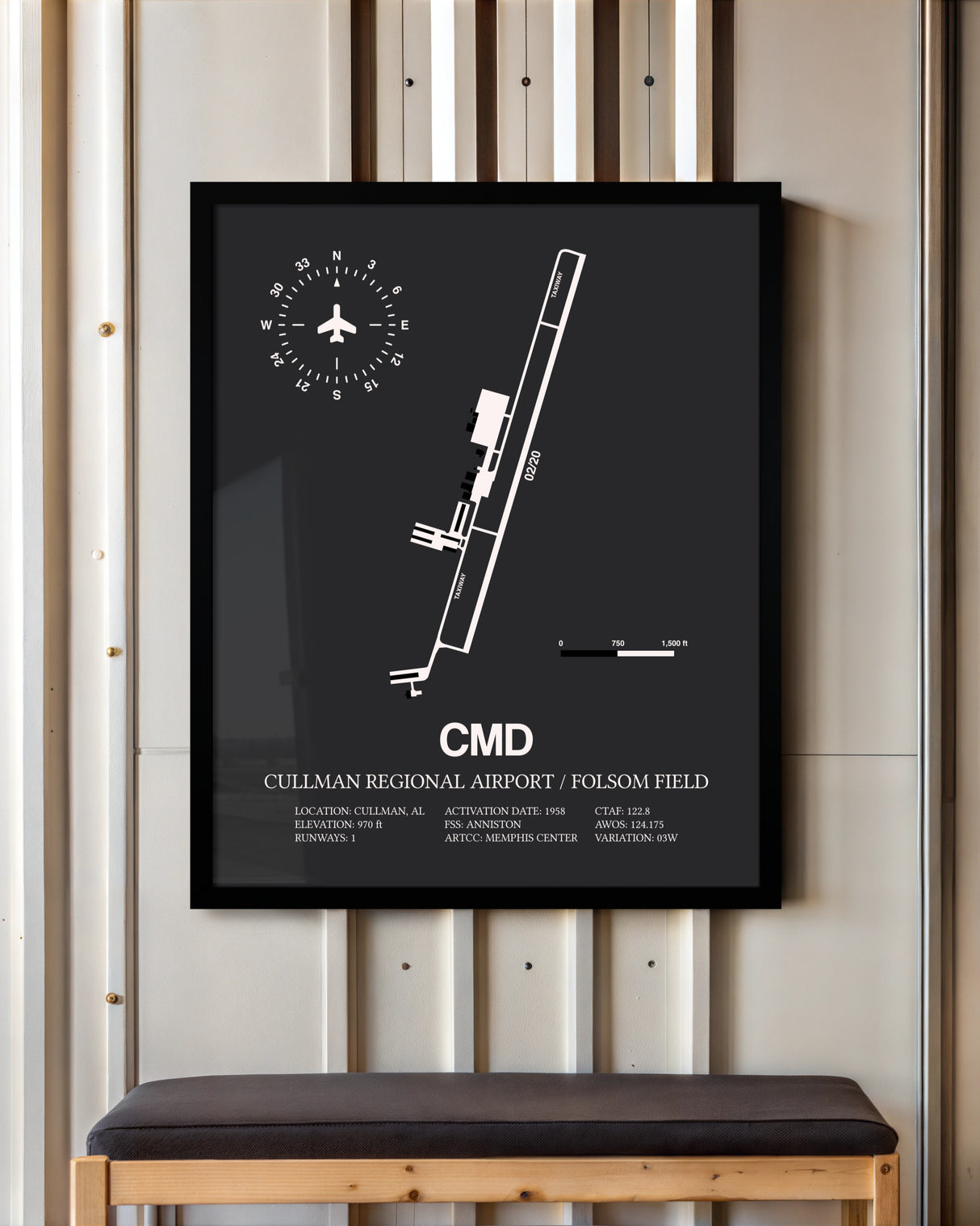 Frame color options for Cullman Regional Airport / Folsom Field Wall Art