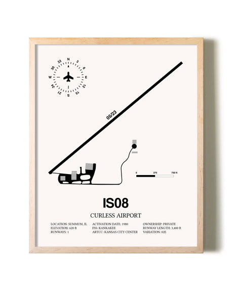 Curless Airport framed wall art in white frame