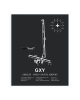 Gray Framed Greeley-Weld County Airport layout wall art poster