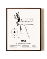 Massey Ranch Airpark aviation print in walnut frame