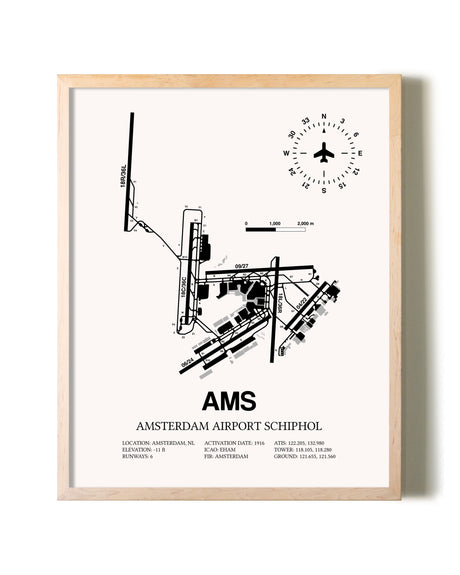 Amsterdam Airport Schiphol framed wall art in white frame