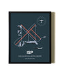 Framed Long Island Mac Arthur Airport wall art poster in black frame