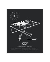 Gray Framed Capital City Airport layout wall art poster