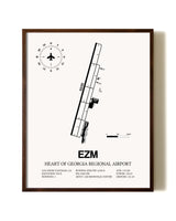 Heart Of Georgia Regional Airport aviation print in walnut frame