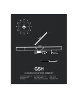 Gray Framed Goshen Municipal Airport layout wall art poster