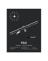 Gray Framed Fleming-Mason Airport layout wall art poster