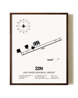 Jake Arner Memorial Airport aviation print in walnut frame