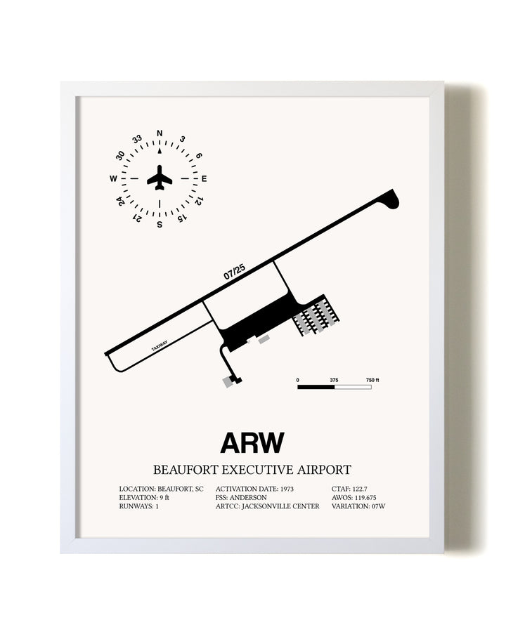 Beaufort Executive Airport airport map poster in oak frame