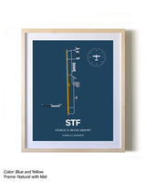 George M. Bryan Airport framed print in natural wood frame with mat