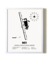 General Dewitt Spain Airport airport map poster in oak frame