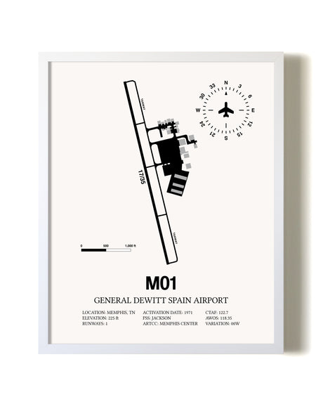 General Dewitt Spain Airport airport map poster in oak frame
