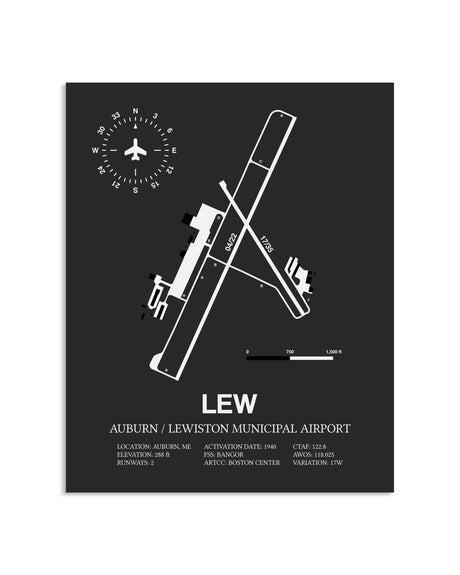 Gray Framed Auburn / Lewiston Municipal Airport layout wall art poster