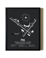Unframed General Downing-Peoria International Airport map print poster