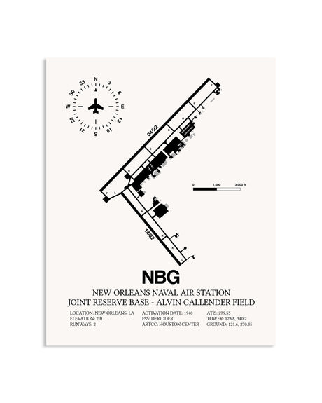 Gray New Orleans Naval Air Station Joint Reserve Base-Alvin Callender Field framed poster displayed in an airplane hangar