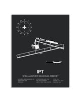 Gray Framed Williamsport Regional Airport layout wall art poster