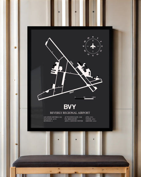Frame color options for Beverly Regional Airport Wall Art