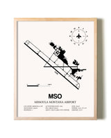 Missoula Montana Airport framed wall art in white frame
