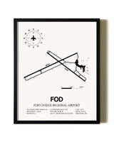 Framed Fort Dodge Regional Airport wall art poster in black frame